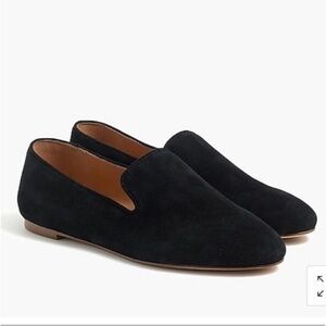 J. Crew Black Suede Smoking Loafer Flat Shoes Size 6.5